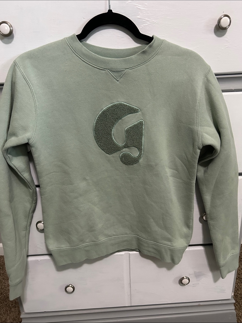 Women's Glossier Mint Green Boston Logo Crewneck Sweatshirt